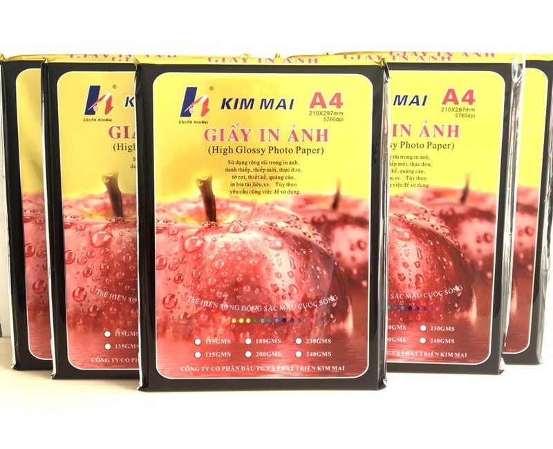 Giấy in ảnh Kim Mai bóng 2 mặt 230gsm